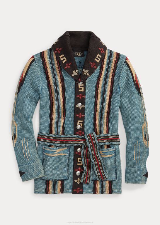 indigo multi Mænd Ralph Lauren ranch cardigan i bomuldsblanding Z426B1780