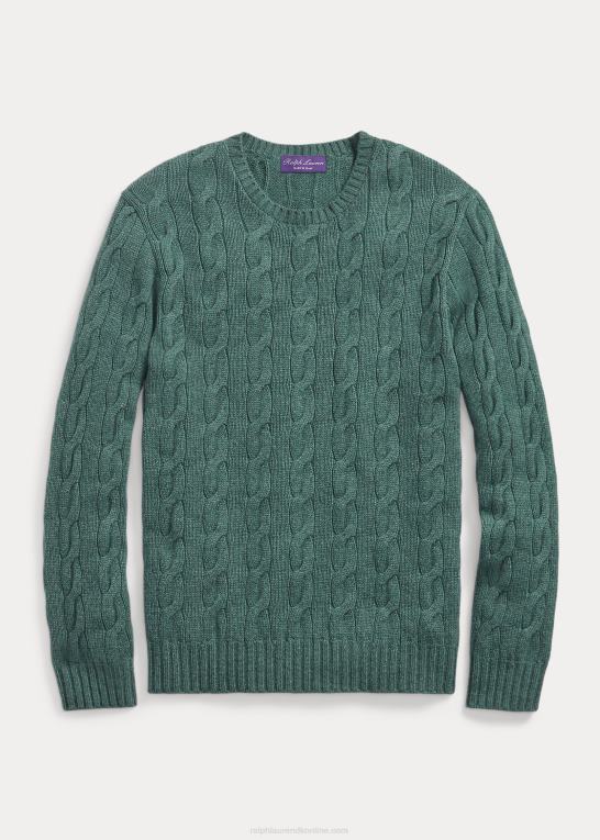 isla blå melange Mænd Ralph Lauren kabelstrikket kashmirtrøje Z426B82