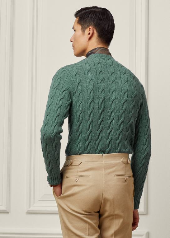 isla blå melange Mænd Ralph Lauren kabelstrikket kashmirtrøje Z426B82