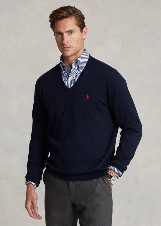 jægerflåde Mænd Ralph Lauren bomuldstrøje med v-hals Z426B8566