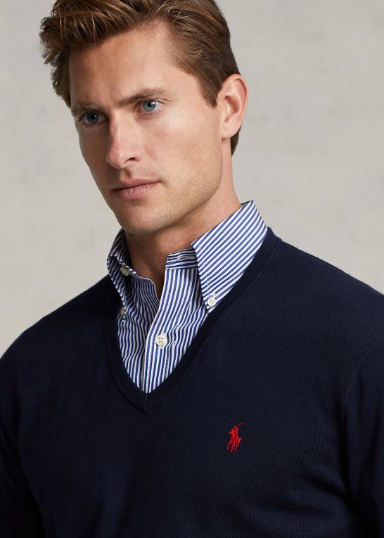 jægerflåde Mænd Ralph Lauren bomuldstrøje med v-hals Z426B8566