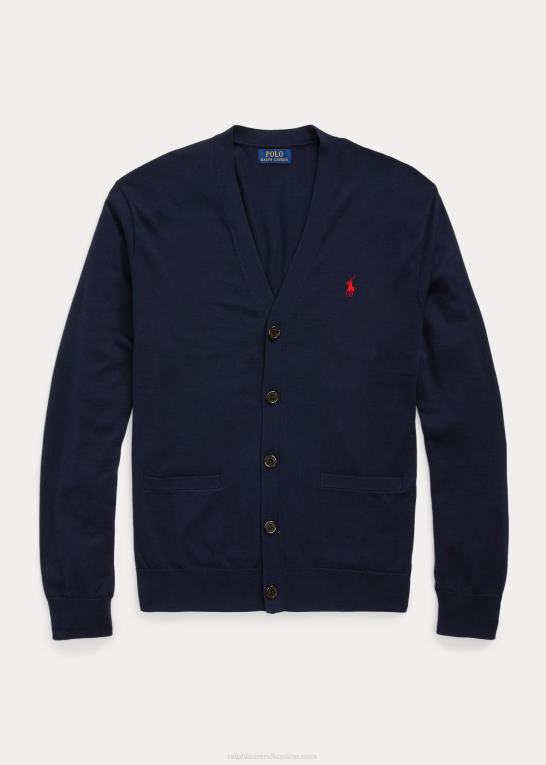 jægerflåde Mænd Ralph Lauren cardigan i bomuld med v-hals Z426B394