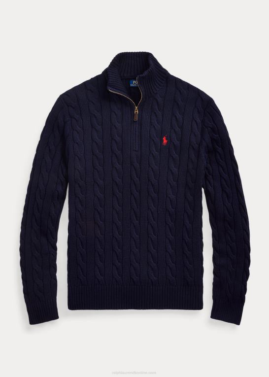 jægerflåde Mænd Ralph Lauren kabelstrikket bomuldstrøje Z426B1131
