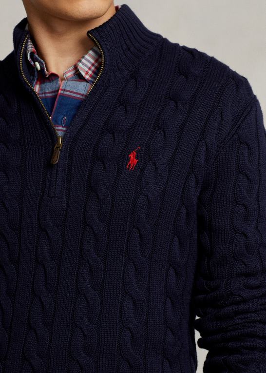 jægerflåde Mænd Ralph Lauren kabelstrikket bomuldstrøje Z426B1131