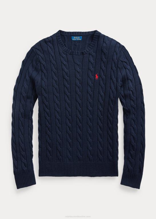 jægerflåde Mænd Ralph Lauren kabelstrikket bomuldstrøje Z426B8410