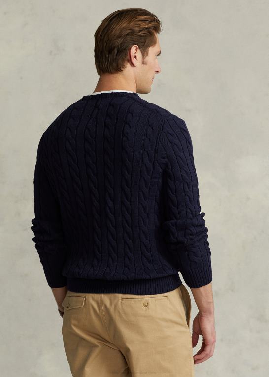 jægerflåde Mænd Ralph Lauren kabelstrikket bomuldstrøje Z426B8410