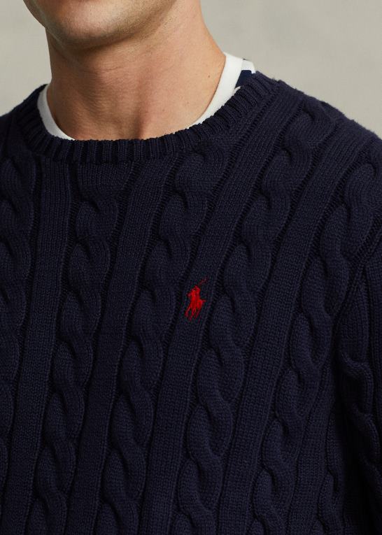 jægerflåde Mænd Ralph Lauren kabelstrikket bomuldstrøje Z426B8410