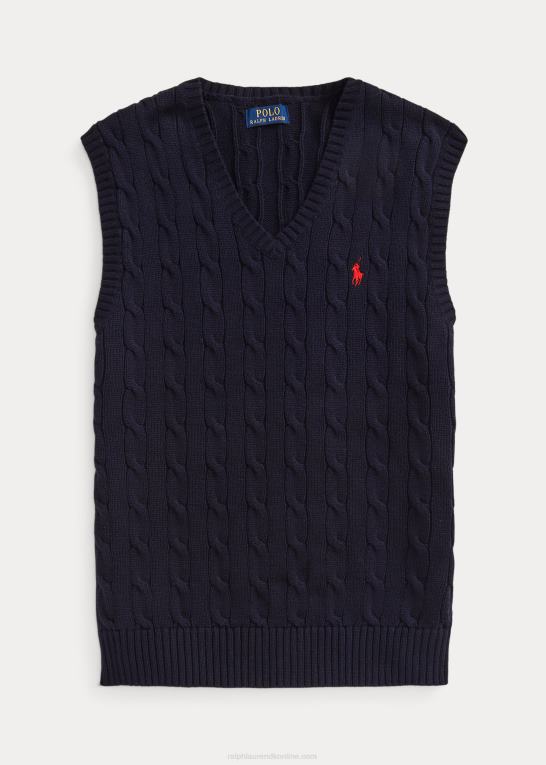 jægerflåde Mænd Ralph Lauren kabelstrikket bomuldstrøjevest Z426B506