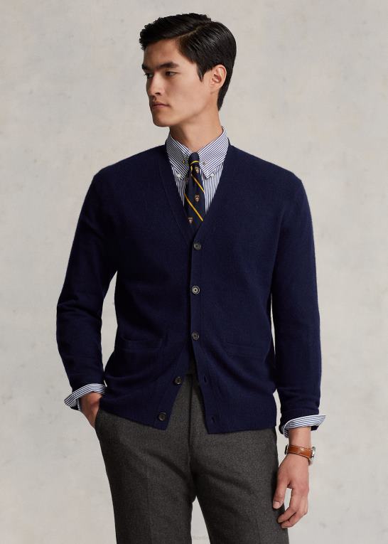 jægerflåde Mænd Ralph Lauren vaskbar cardigan i kashmir med v-hals Z426B8586