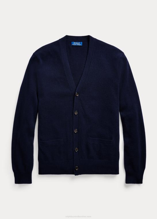 jægerflåde Mænd Ralph Lauren vaskbar cardigan i kashmir med v-hals Z426B8586