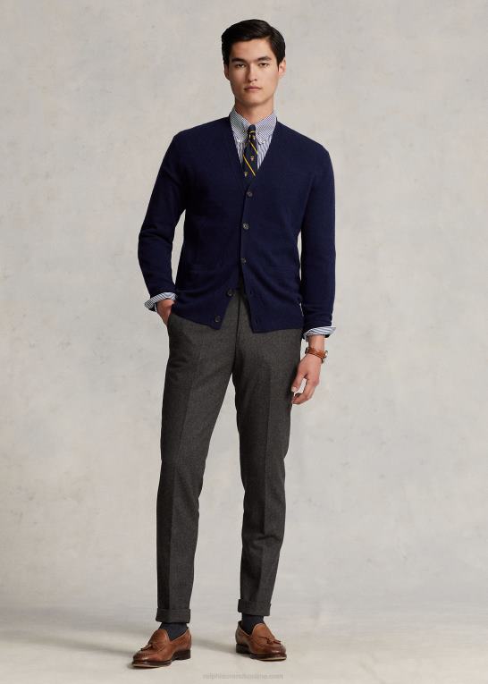 jægerflåde Mænd Ralph Lauren vaskbar cardigan i kashmir med v-hals Z426B8586