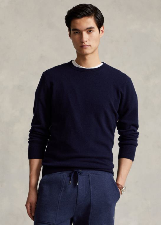 jægerflåde Mænd Ralph Lauren vaskbar kashmir sweater med rund hals Z426B598