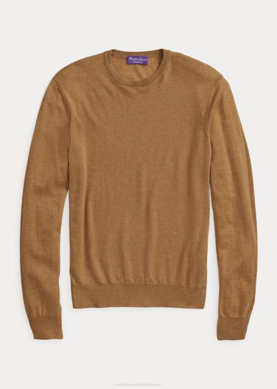 kamel melange Mænd Ralph Lauren kashmir sweater med rund hals Z426B8402