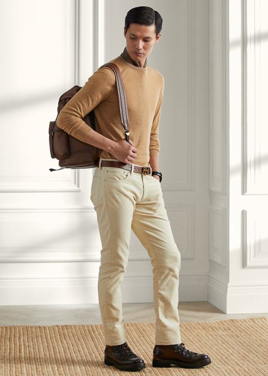 kamel melange Mænd Ralph Lauren kashmir sweater med rund hals Z426B8402