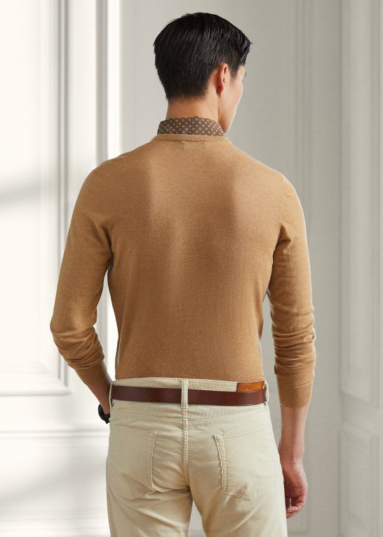 kamel melange Mænd Ralph Lauren kashmir sweater med rund hals Z426B8402