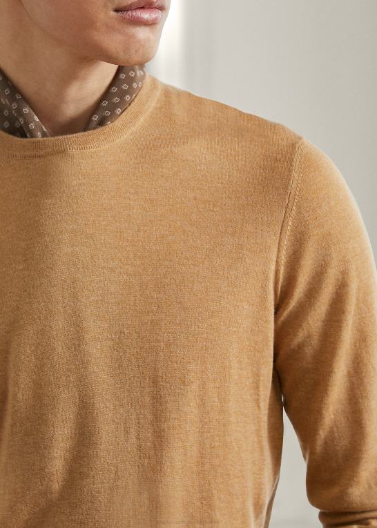 kamel melange Mænd Ralph Lauren kashmir sweater med rund hals Z426B8402
