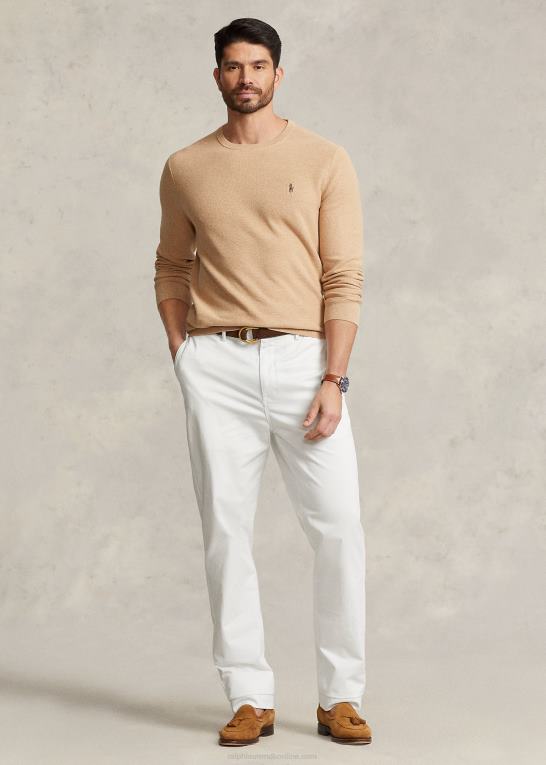 kamel melange Mænd Ralph Lauren mesh-strikket bomuldstrøje Z426B1895