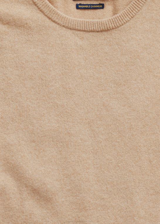 kamel melange Mænd Ralph Lauren vaskbar kashmir sweater med rund hals Z426B597