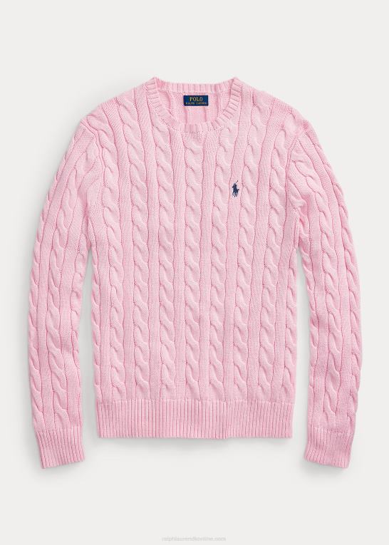 karmel pink Mænd Ralph Lauren kabelstrikket bomuldstrøje Z426B8412