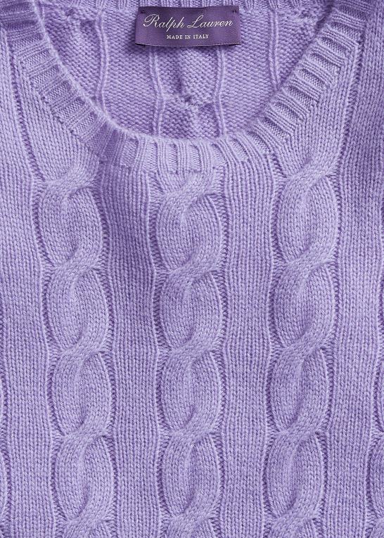 klassisk lavendel Mænd Ralph Lauren kabelstrikket kashmirtrøje Z426B75