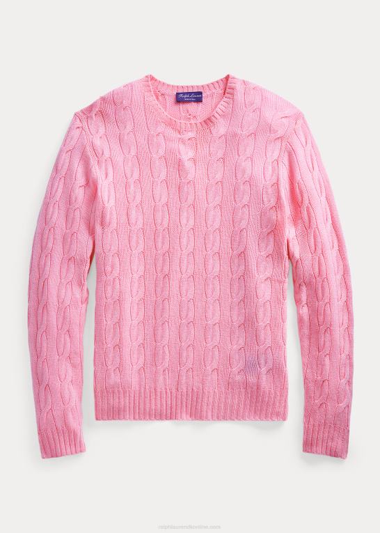 klassisk lyserød Mænd Ralph Lauren kabelstrikket kashmirtrøje Z426B80