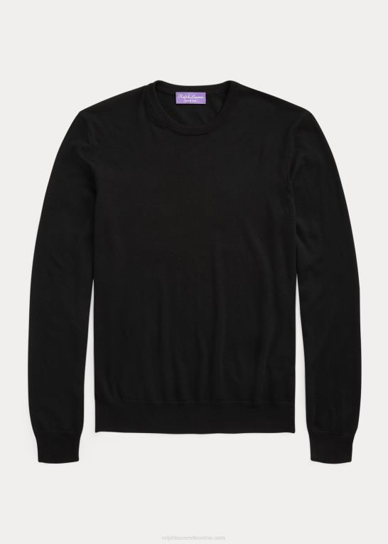 klassisk sort Mænd Ralph Lauren kashmir sweater med rund hals Z426B49
