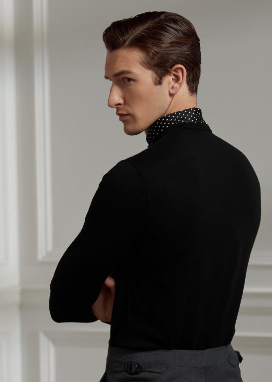 klassisk sort Mænd Ralph Lauren kashmir sweater med rund hals Z426B49