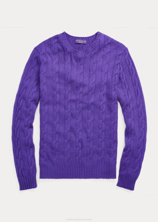klassisk violet Mænd Ralph Lauren kabelstrikket kashmirtrøje Z426B74