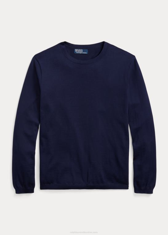 lys flåde Mænd Ralph Lauren bomuldstrøje med rund hals Z426B1066
