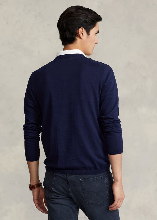 lys flåde Mænd Ralph Lauren bomuldstrøje med rund hals Z426B1066