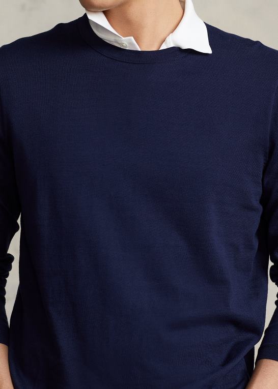 lys flåde Mænd Ralph Lauren bomuldstrøje med rund hals Z426B1066