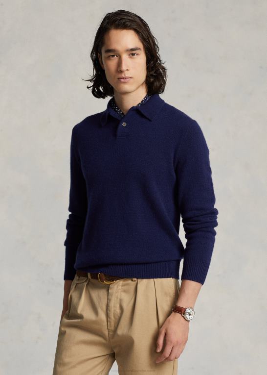 lys flåde Mænd Ralph Lauren kashmir sweater med polokrave Z426B139