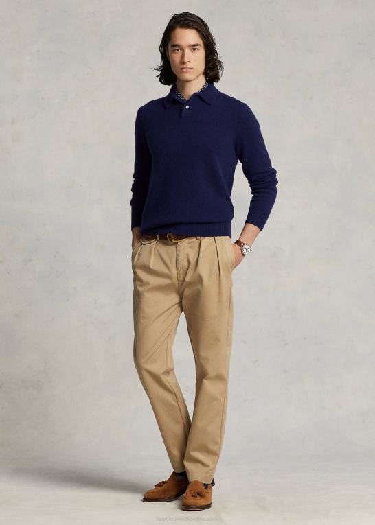 lys flåde Mænd Ralph Lauren kashmir sweater med polokrave Z426B139