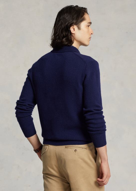 lys flåde Mænd Ralph Lauren kashmir sweater med polokrave Z426B139