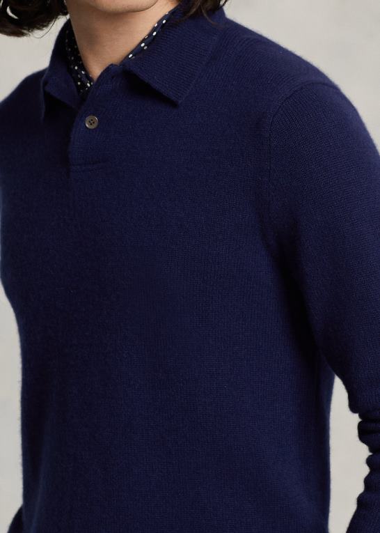 lys flåde Mænd Ralph Lauren kashmir sweater med polokrave Z426B139