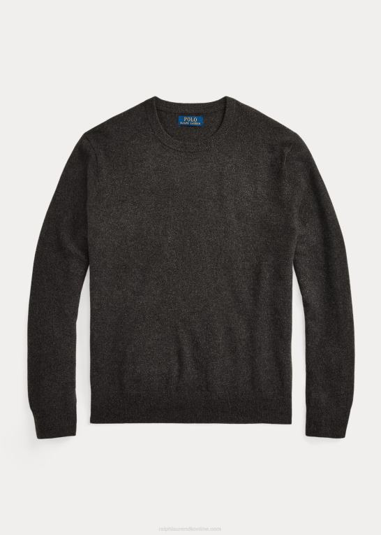 mørk granitlyng Mænd Ralph Lauren vaskbar kashmir sweater med rund hals Z426B601