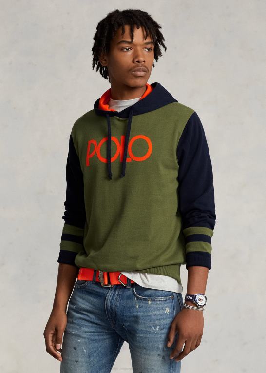 mørk salvie combo Mænd Ralph Lauren logo farveblokeret hættetrøje i bomuld Z426B8502