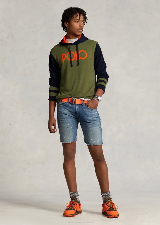 mørk salvie combo Mænd Ralph Lauren logo farveblokeret hættetrøje i bomuld Z426B8502