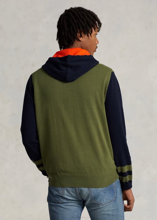 mørk salvie combo Mænd Ralph Lauren logo farveblokeret hættetrøje i bomuld Z426B8502