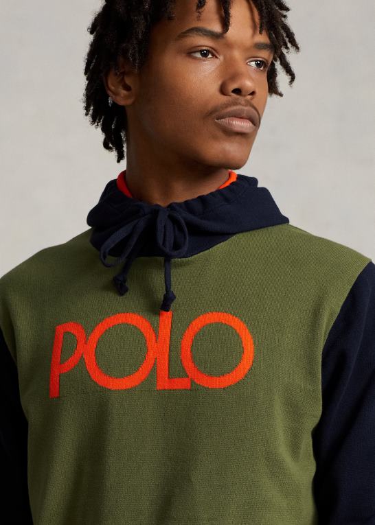 mørk salvie combo Mænd Ralph Lauren logo farveblokeret hættetrøje i bomuld Z426B8502