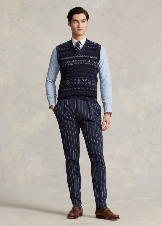 marine combo Mænd Ralph Lauren fair isle sweatervest i bomuldsblanding Z426B1029