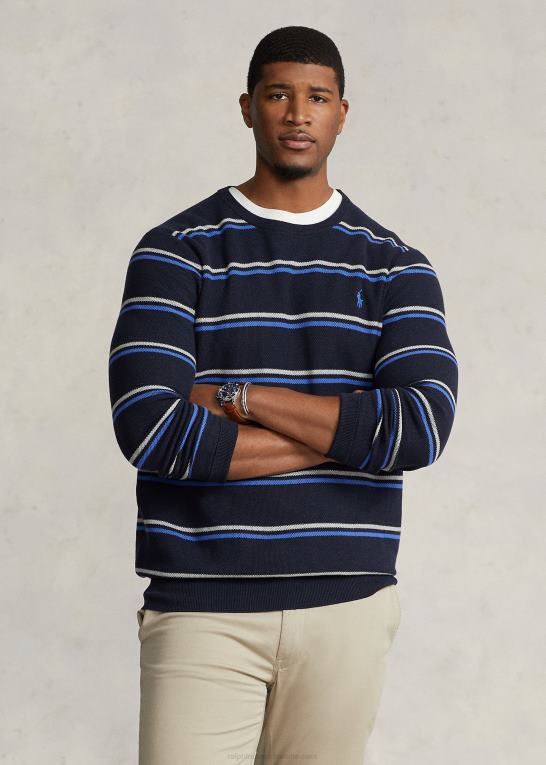 marine combo Mænd Ralph Lauren stribet mesh-strikket bomuldstrøje Z426B1330