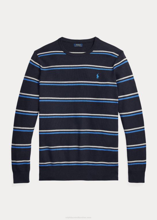 marine combo Mænd Ralph Lauren stribet mesh-strikket bomuldstrøje Z426B1330