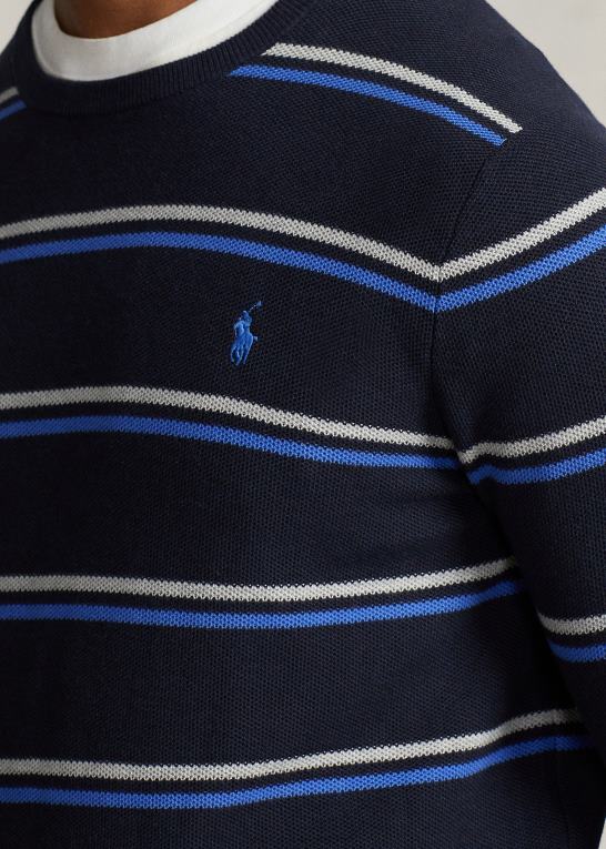 marine combo Mænd Ralph Lauren stribet mesh-strikket bomuldstrøje Z426B1330