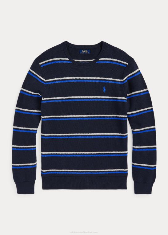 marine combo Mænd Ralph Lauren stribet mesh-strikket bomuldstrøje Z426B548