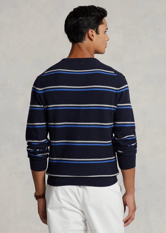 marine combo Mænd Ralph Lauren stribet mesh-strikket bomuldstrøje Z426B548