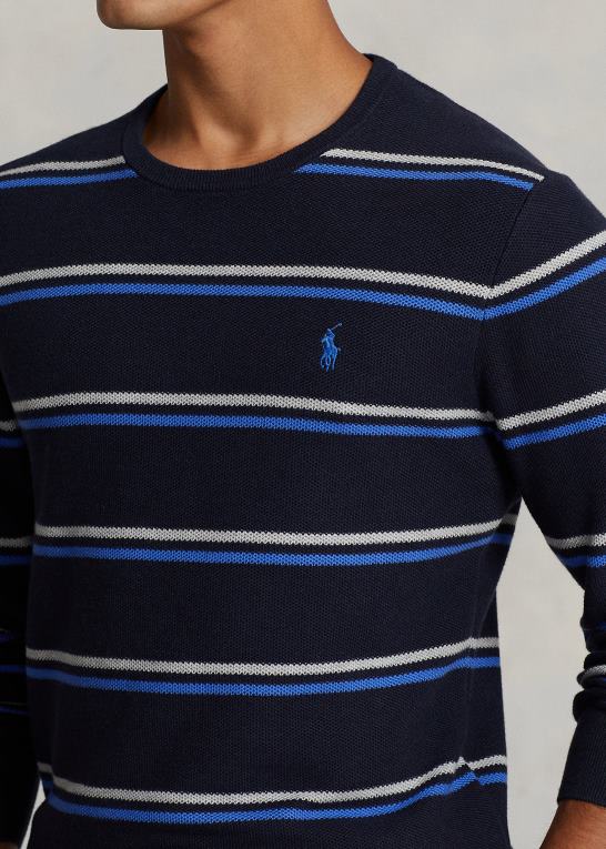 marine combo Mænd Ralph Lauren stribet mesh-strikket bomuldstrøje Z426B548