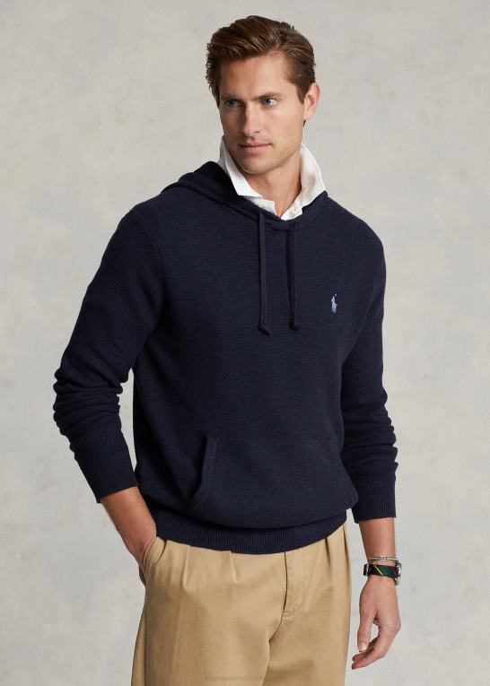 marine lyng Mænd Ralph Lauren hættetrøje i tekstureret bomuld Z426B922