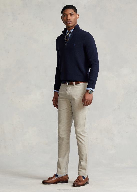 marine lyng Mænd Ralph Lauren mesh-strikket bomuldstrøje med kvart lynlås Z426B1243