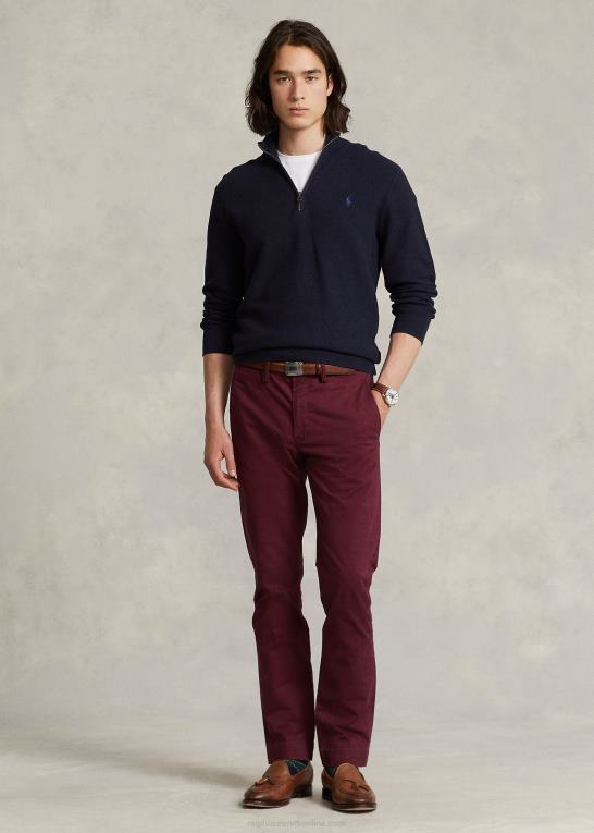 marine lyng Mænd Ralph Lauren mesh-strikket bomuldstrøje med kvart lynlås Z426B509